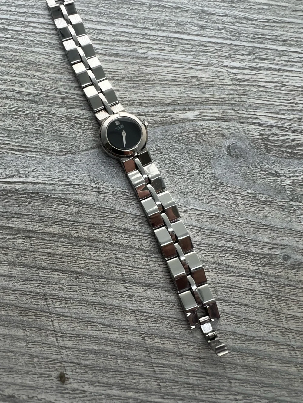 Citizen Silver Stainless Ladies Steel Watch with Black Dial